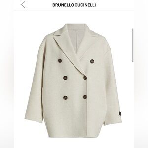 Brunello Cucinelli Cream Double-Breasted Pea Coat Hand-finished Caban jacket